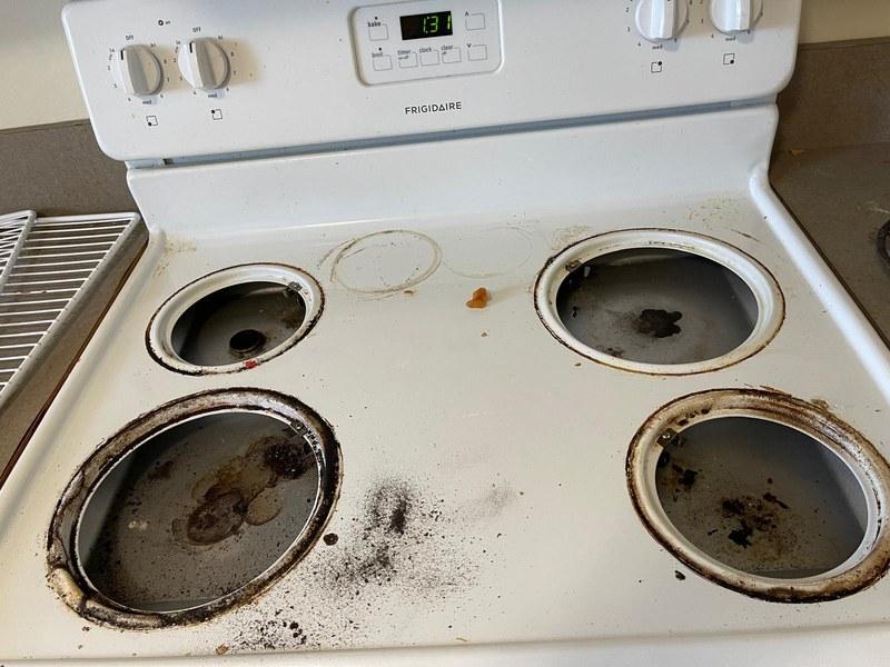 Before — Filthy stovetop
